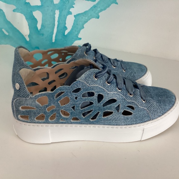 AGL Mandi Cut Out Jeans Color Sneakers Shoes 37.5 / 7.5 WORN ONCE - Picture 4 of 11